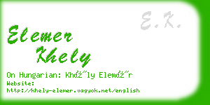 elemer khely business card